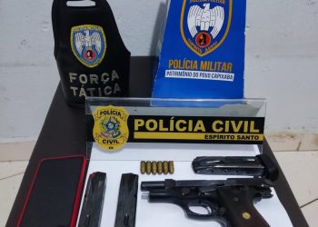 Cumprimento de mandato termina em prisão e apreensão de arma em São Gabriel da Palha