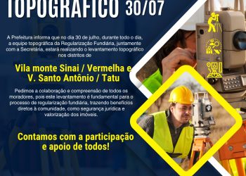 Levantamento topográfico para Regularização Fundiária será realizado em dois distritos no dia 30 de julho
