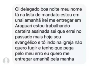 “Me converti e quero pagar pelo meu erro”: foragido se entrega após mandar mensagem a delegado em MG