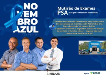 Mutirão de exames de PSA marca início do Novembro Azul em Barra de São Francisco