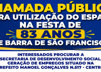 Prefeitura abre chamada pública para exploração de espaços na Festa dos 83 anos de Barra de São Francisco